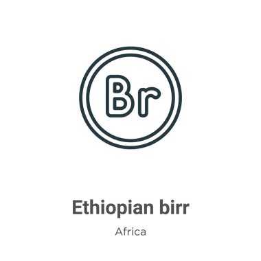 Etiyopya doğum ana hatları vektör simgesi. İnce çizgi siyah Etiyopya doğum ikonu, düz vektör basit element illüstrasyonu düzenlenebilir Afrika kavramından beyaz arkaplanda izole edilmiş