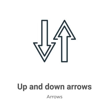 Up and down arrows outline vector icon. Thin line black up and down arrows icon, flat vector simple element illustration from editable arrows concept isolated on white background
