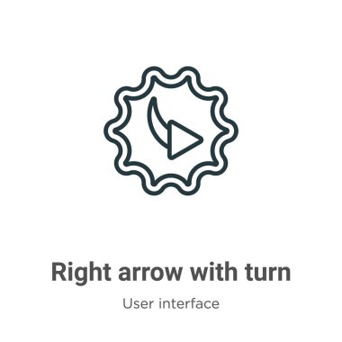 Çizgi vektör simgesini döndüren sağ ok. Düzenlenebilir kullanıcı arayüzü kavramından düz vektör basit gösterimi, beyaz arkaplanda izole edilmiş ince çizgi siyah sağ ok