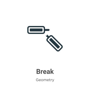 Beyaz arkaplandaki glifin simge vektörünü kır. Mobil konsept ve web uygulamaları tasarımı için modern geometri koleksiyonundan düz vektör kırılma simgesi işareti.