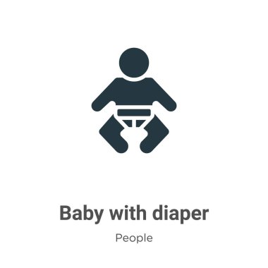 Beyaz arka planda bebek bezi simgesi taşıyıcısı olan bebek. Mobil konsept ve web uygulamaları tasarımı için modern insanların koleksiyonundan bez simgesi simgesi olan düz vektör bebek.