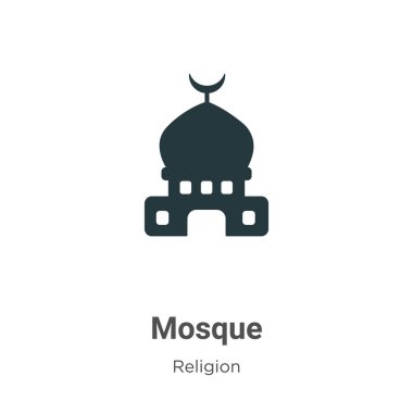 Beyaz arkaplanda cami vektör simgesi. Mobil konsept ve web uygulamaları tasarımı için modern din koleksiyonundan düz vektör cami simgesi işareti.