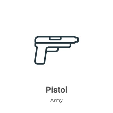Tabanca ana hat vektör simgesi. İnce çizgi siyah tabanca ikonu, düz vektör basit element çizimi düzenlenebilir ordu kavramından beyaz arkaplanda izole edilmiş