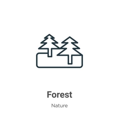 Forest outline vector icon. Thin line black forest icon, flat vector simple element illustration from editable nature concept isolated on white background