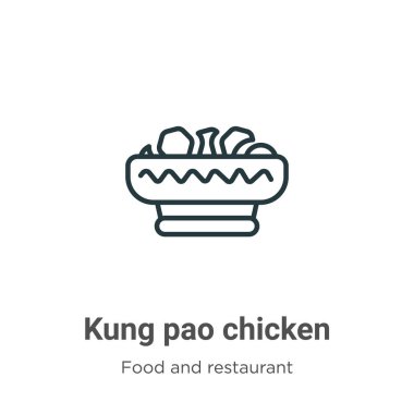 Kung pao tavuk taslak vektör simgesi. İnce çizgi siyah kung pao tavuk ikonu, düz vektör basit element illüstrasyonu düzenlenebilir gıda ve restoran konsepti beyaz arka planda izole