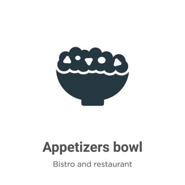 Beyaz arka planda aperatifler kase vektör ikonu. Mobil konsept ve web uygulamaları tasarımı için modern bistro ve restoran koleksiyonundan düz vektör iştah açıcı simgesi işareti.