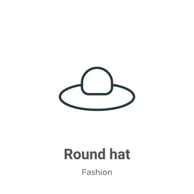 Yuvarlak şapka ana hatlı vektör simgesi. İnce çizgi siyah yuvarlak şapka simgesi, düz vektör basit element illüstrasyonu düzenlenebilir moda kavramından beyaz arkaplanda izole edilmiş