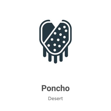 Beyaz arka planda panço vektör simgesi. Mobil konsept ve web uygulamaları tasarımı için modern Vahşi Batı koleksiyonundan düz vektör panço simgesi işareti.