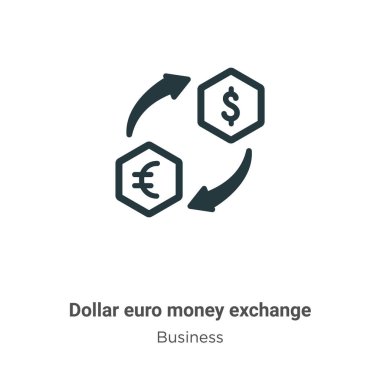 Dolar Euro para değişimi vektör simgesi beyaz arka planda. Mobil konsept ve web uygulamaları tasarımı için modern iş koleksiyonundan sabit vektör dolar para değişim simgesi işareti.