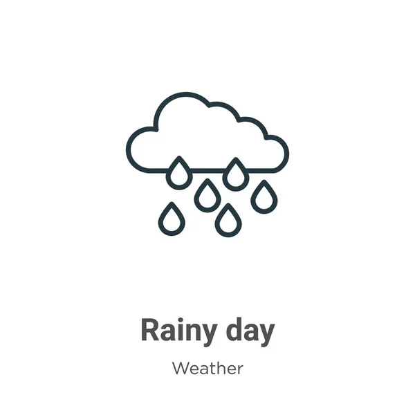 Rainy Day Outline Vector Icoon Dunne Lijn Zwarte Regenachtige Dag — Stockvector