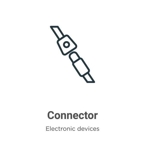 Konektor zarys ikony wektora. Cienka czarna ikona złącza, płaski wektor prosty element ilustracja z montażowej koncepcji urządzeń elektronicznych izolowane na białym tle — Wektor stockowy