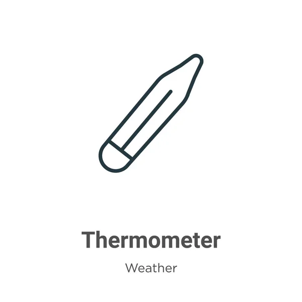 Thermometer Umreißen Vektor Symbol Dünne Linie Schwarzes Thermometer Symbol Flacher — Stockvektor