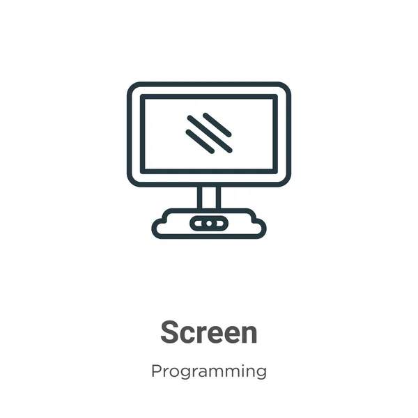 Icono Del Vector Contorno Pantalla Icono Pantalla Negra Línea Delgada — Vector de stock