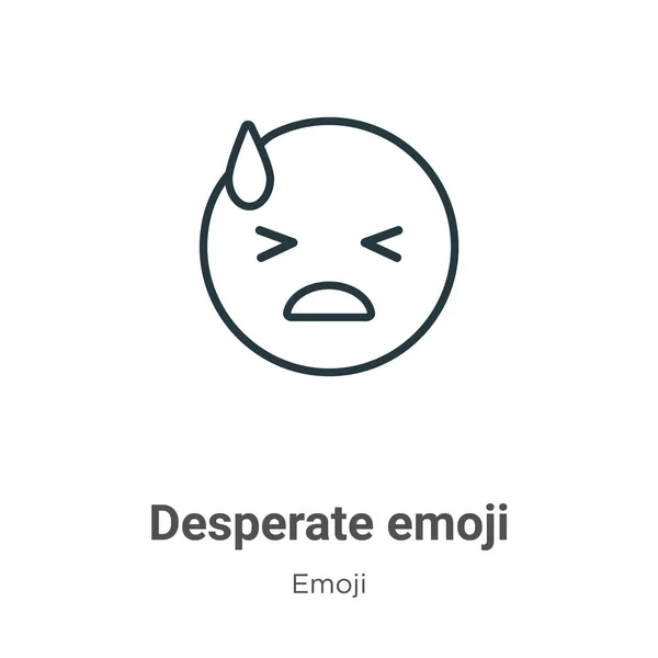 Desesperado Emoji Esboço Vetor Ícone Ícone Emoji Desesperado Preto Linha — Vetor de Stock