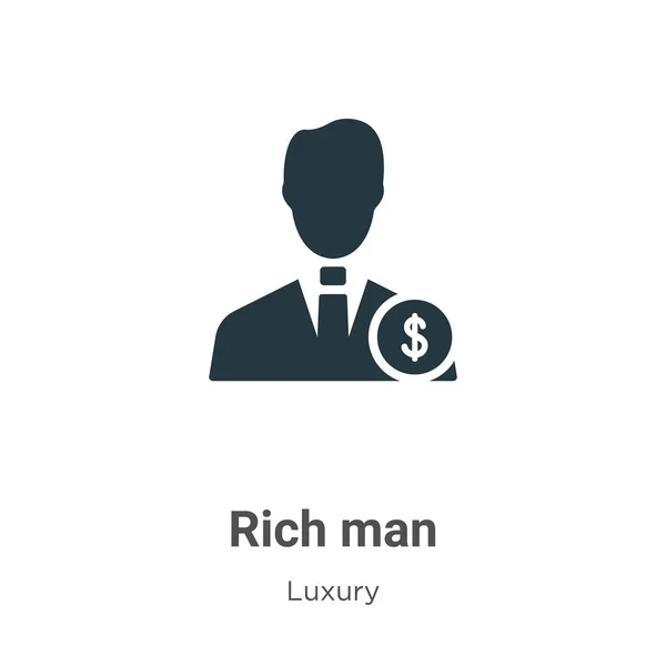 Rich Man Glyph Icon Vector White Background Flat Vector Rich — Stock Vector