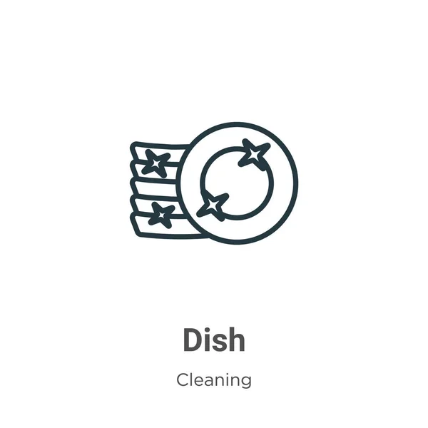 Icono vectorial del contorno de Dish. icono de la línea de pensamiento negro plato, ilustración vectorial simple elemento plano del concepto de limpieza editable aislado sobre fondo blanco. — Vector de stock