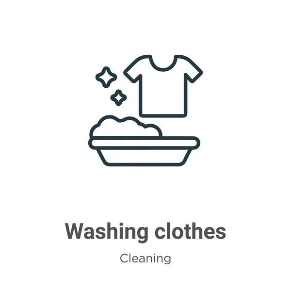 Laver Les Vêtements Contour Icône Vectorielle Ligne Mince Icône Vêtements — Image vectorielle