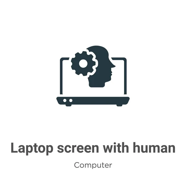 Laptop Bildschirm Mit Grafikvektorsymbol Für Den Menschlichen Kopf Auf Weißem — Stockvektor