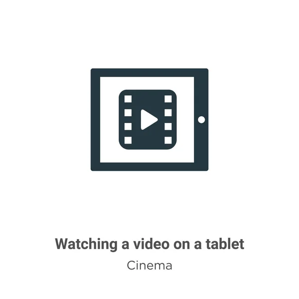 Betrachten Eines Videos Auf Einem Tablet Vektor Symbol Auf Weißem — Stockvektor