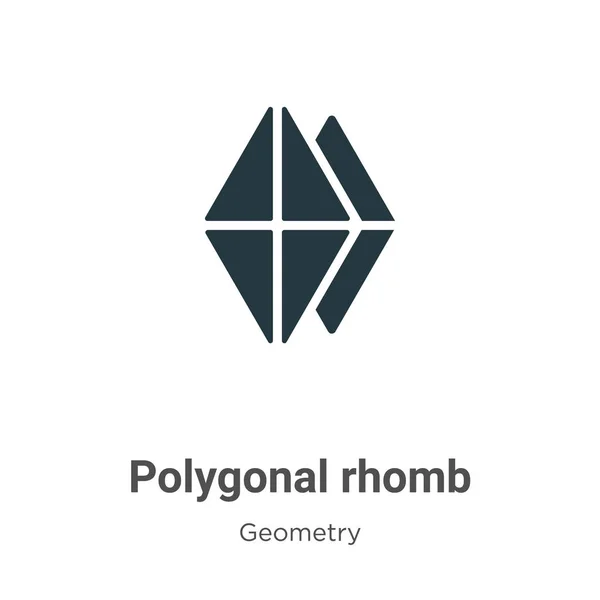 Polygonal Rhomb Glyph Icon Vector White Background Flat Vector Polygonal — Stock Vector