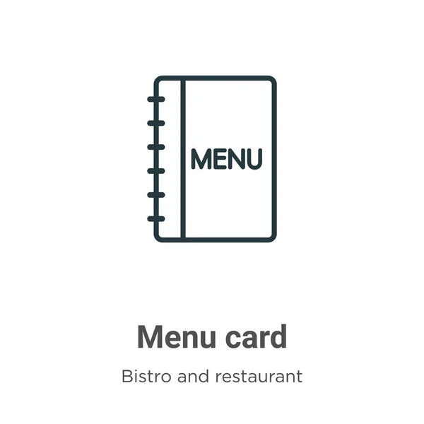 メニューカードのアウトラインベクトルアイコン 白地に隔離された編集可能なビストロやレストランのコンセプトからの薄いラインブラックメニューカードアイコン フラットベクトルシンプルな要素イラスト — ストックベクタ