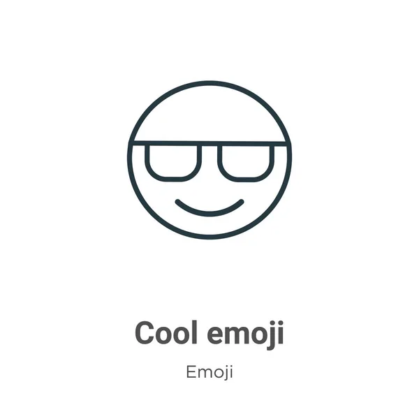 Super Emoji Obrys Ikony Vektoru Tenká Čára Černá Cool Emoji — Stockový vektor