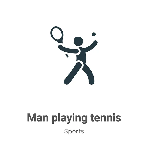 Man Speelt Tennis Glyph Icoon Vector Witte Achtergrond Flat Vector — Stockvector