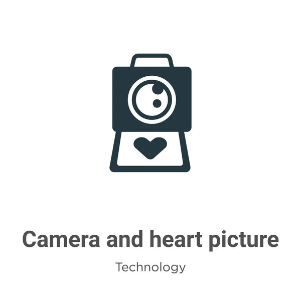 Фотоаппарат Картинка Сердца Вектор Иконки Белом Фоне Плоская Векторная Камера — стоковый вектор