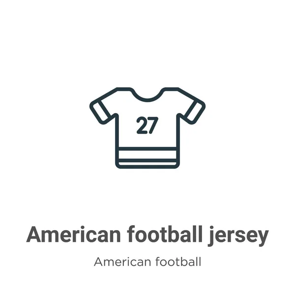 Americký Fotbalový Dres Obrys Vektorové Ikony Tenká Čára Černá Americká — Stockový vektor