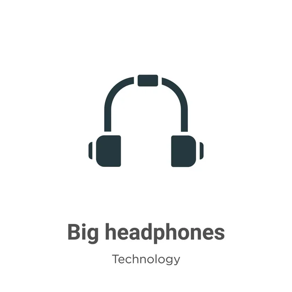 Big Headphones Glyph Icon Vector White Background Flat Vector Big — Stock Vector