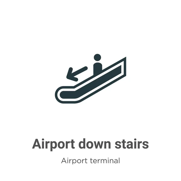 Letiště dolů po schodech vektorové ikony na bílém pozadí. Ploché vektorové letiště dolů po schodech symbol symbol znamení z moderní letištní terminálové kolekce pro mobilní koncept a design webových aplikací. — Stockový vektor
