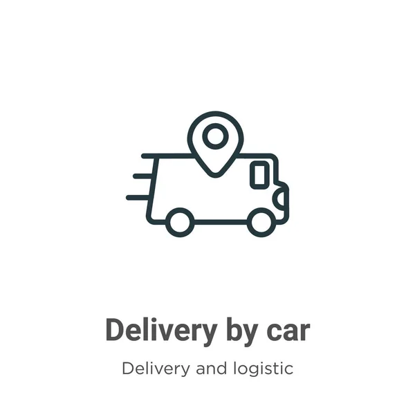 Delivery by car outline vector icon. Thin line black delivery by car icon, flat vector simple element illustration from editable delivery and logistics concept isolated on white background — Stock Vector