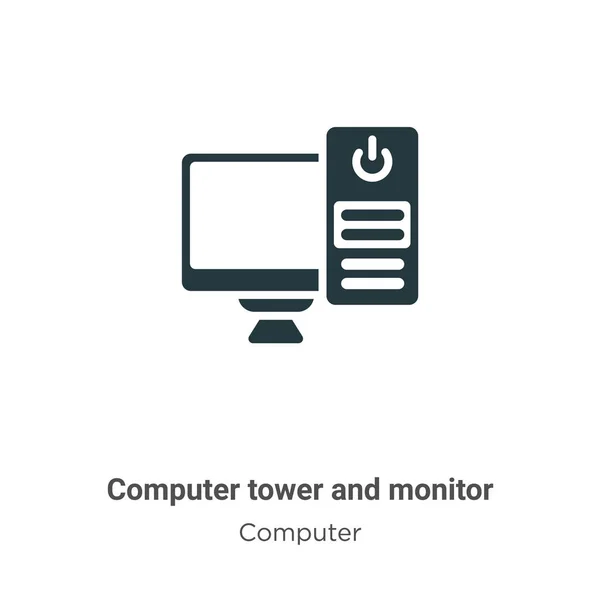 Icône Tour Ordinateur Moniteur Vectoriel Sur Fond Blanc Symbole Icône — Image vectorielle