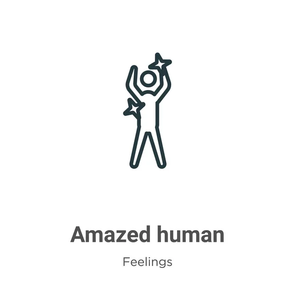 Amazed human outline vector icon. Un icono humano sorprendente de la línea de Thin negro, ilustración vectorial plana simple elemento del concepto de sensaciones comestibles aislado en el fondo blanco. — Vector de stock