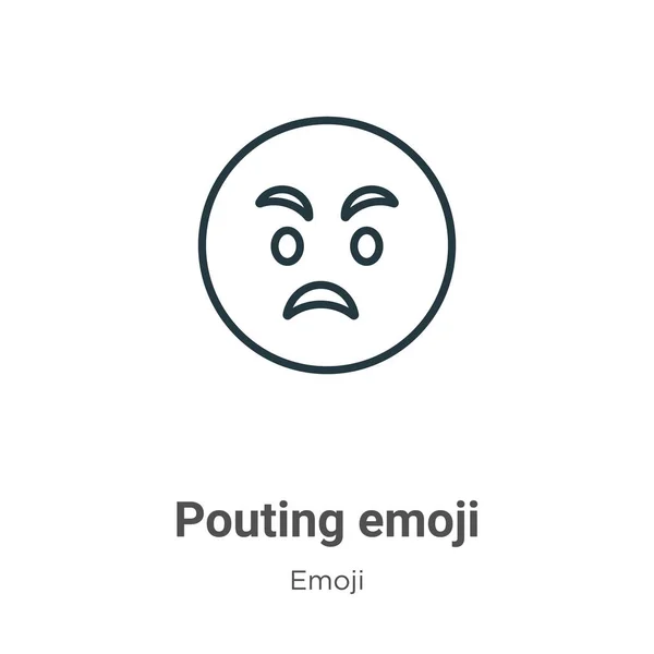 Pouting Emoji Contorno Icono Vector Línea Delgada Negro Pucheo Icono — Vector de stock