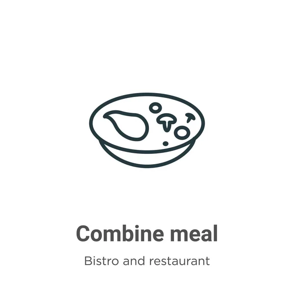 Combine o ícone vetorial do contorno da refeição. Linha fina preta combinar ícone de refeição, ilustração simples vetorial plana do bistrô editável e conceito de restaurante isolado no fundo branco — Vetor de Stock