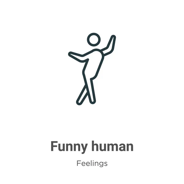 Funny Human Outline Vector Icon Thin Line Black Funny Human - Stok Vektor