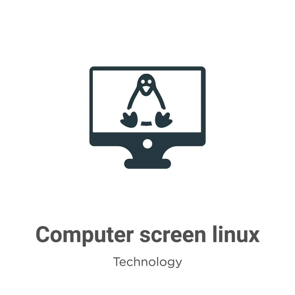 Computerbildschirm Linux Glyphen Symbolvektor Auf Weißem Hintergrund Flache Vektor Computerbildschirm — Stockvektor