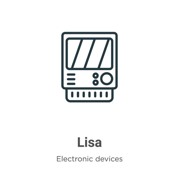 Lisa zarys ikony wektora. Cienki czarny lisa ikona, płaski wektor prosty element ilustracja od edytowalne urządzenia elektroniczne koncepcja izolowane na białym tle — Wektor stockowy