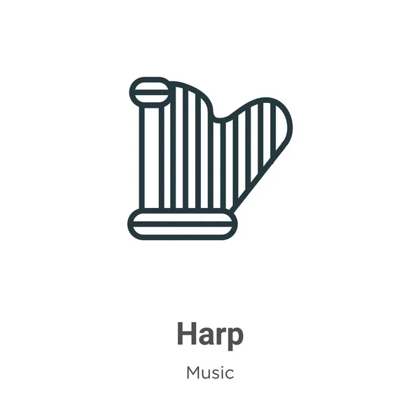 Harp Outline Vector Icon Thin Line Black Harp Icon Flat — Stock Vector