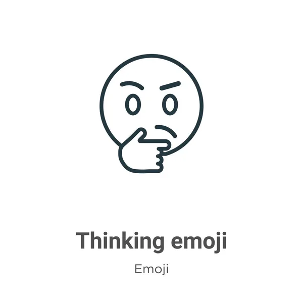 Denk Emoji Outline Vector Icoon Dunne Lijn Zwart Denken Emoji — Stockvector