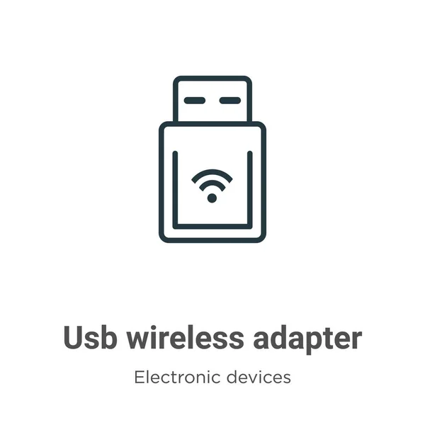 Usb Wireless Adapter Outline Vector Icon Thin Line Black Usb — Stock Vector