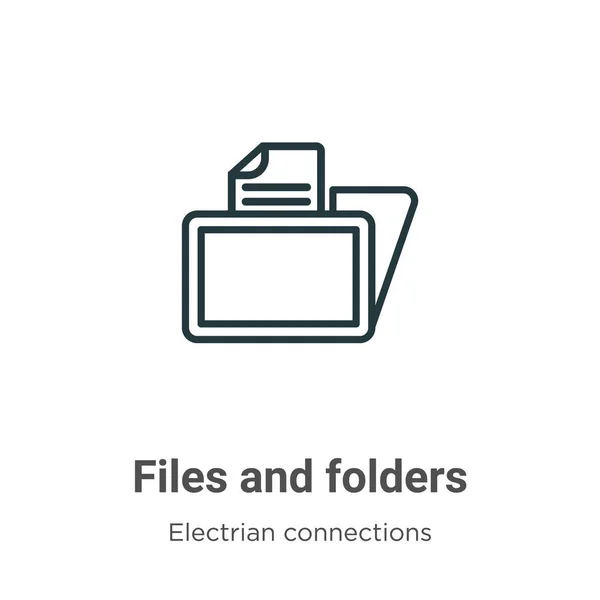 Dateien Und Ordner Umreißen Das Vektorsymbol Dünne Linie Schwarze Dateien — Stockvektor