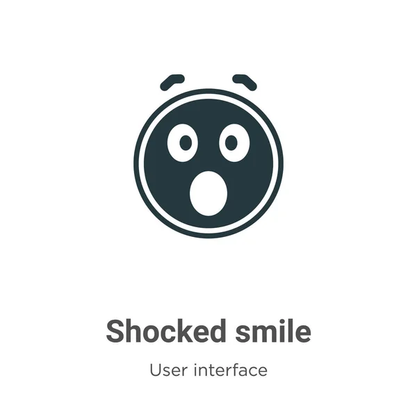 白い背景に衝撃的な笑顔のベクトルアイコン モバイルコンセプトとWebアプリのデザインのための現代的なユーザーインターフェイスコレクションからフラットベクトルショック笑顔アイコン記号サイン — ストックベクタ