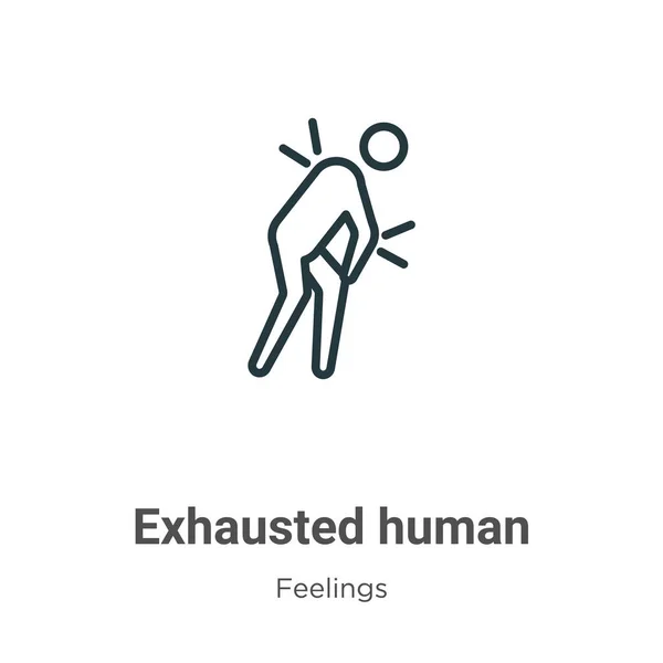 Exhausted human outline vector icon. Thin line black exhausted human icon, flat vector simple element illustration from editable feelings concept isolated on white background — Stock Illustration Exhausted Human Outline Vector Icon Thin Line Black Exhausted Human Stock Illustration