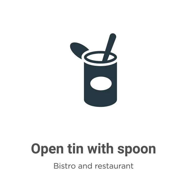 Open tin with spoon vector icon on white background. Flat vector open tin with spoon icon symbol sign from modern bistro and restaurant collection for mobile concept and web apps design. — Stock Illustration Open Tin Spoon Vector Icon White Background Flat Vector Open Vector Graphics