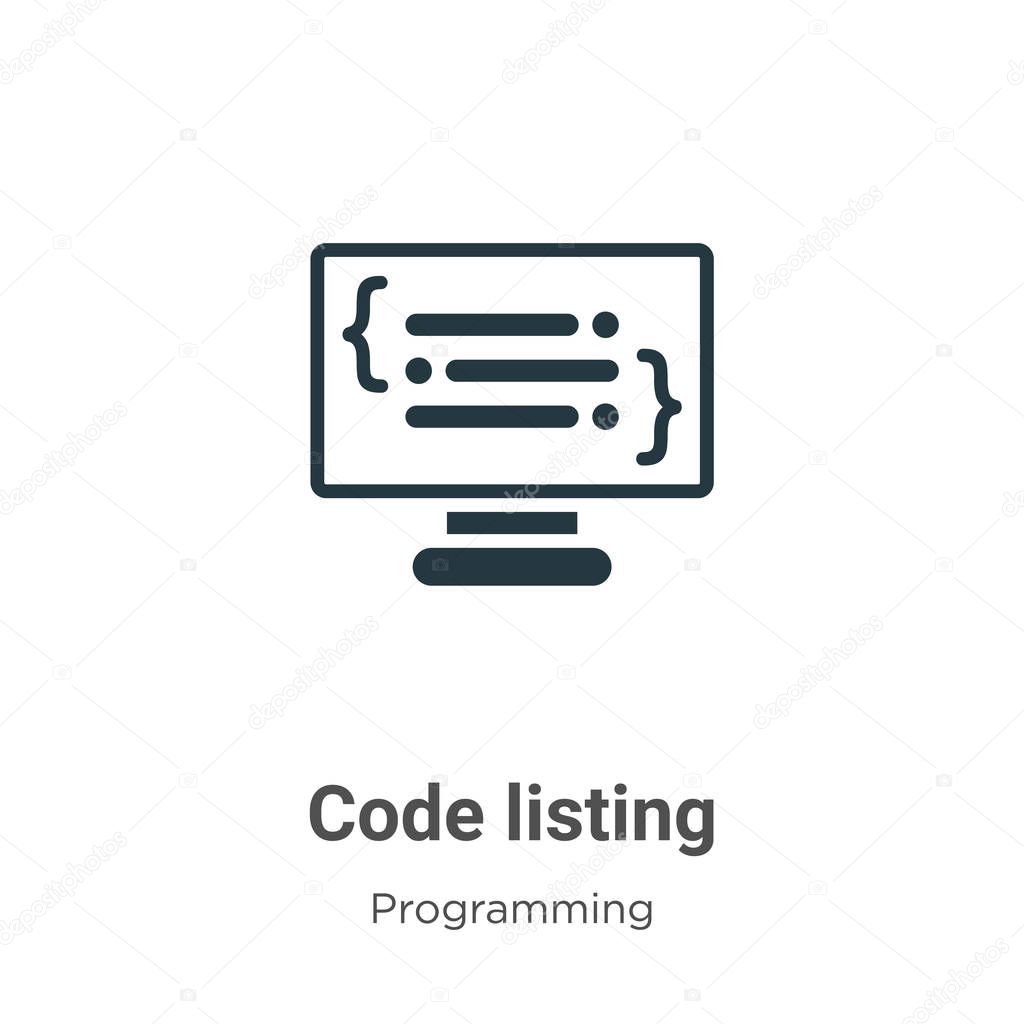 Code listing glyph icon vector on white background. Flat vector code listing icon symbol sign from modern programming collection for mobile concept and web apps design.