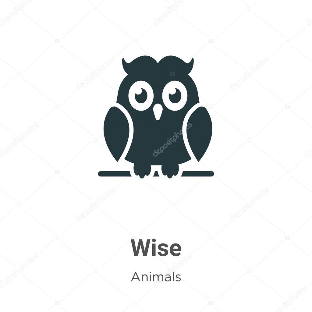 Wise vector icon on white background. Flat vector wise icon symbol sign from modern animals collection for mobile concept and web apps design.