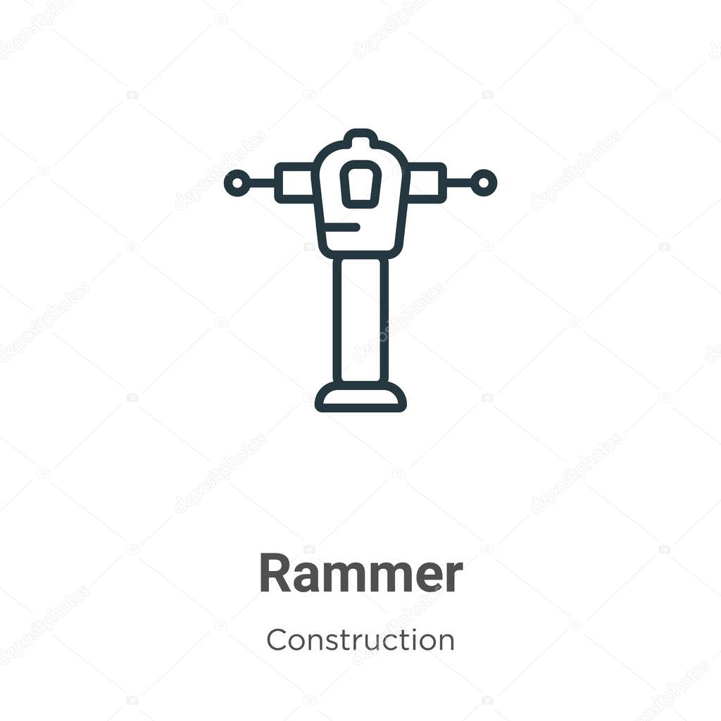 Rammer outline vector icon. Thin line black rammer icon, flat vector simple element illustration from editable construction concept isolated on white background