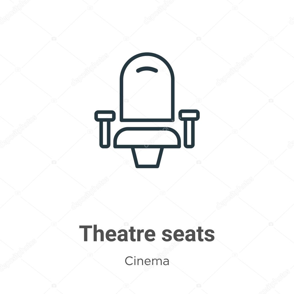 Theatre seats outline vector icon. Thin line black theatre seats icon, flat vector simple element illustration from editable cinema concept isolated on white background